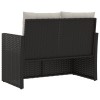 Fekete polyrattan kerti pad párnákkal 105 cm
