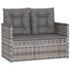 Szürke polyrattan kerti pad párnákkal 105 cm