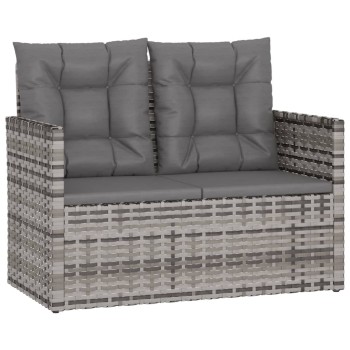 Szürke polyrattan kerti pad párnákkal 105 cm