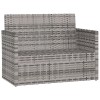 Szürke polyrattan kerti pad párnákkal 105 cm