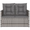 Szürke polyrattan kerti pad párnákkal 105 cm
