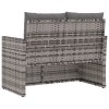 Szürke polyrattan kerti pad párnákkal 105 cm