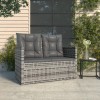 Szürke polyrattan kerti pad párnákkal 105 cm