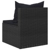 2 db fekete polyrattan kerti középső kanapé párnákkal