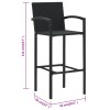 2 db fekete polyrattan bárszék