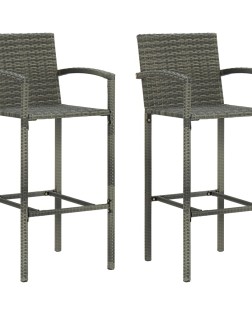 2 db szürke polyrattan bárszék