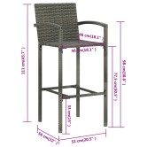 2 db szürke polyrattan bárszék