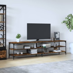 Füstös tölgyszínű szerelt fa és fém tv-szekrény 200x30x50 cm