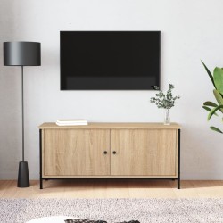 Sonoma tölgyszínű szerelt fa tv-szekrény ajtókkal 102x35x45 cm