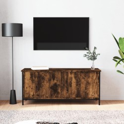 Füstös tölgyszínű szerelt fa tv-szekrény ajtókkal 102x35x45 cm