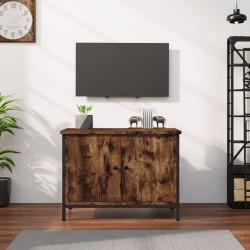 Füstös tölgyszínű szerelt fa tv-szekrény ajtókkal 60x35x45 cm