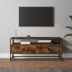 Füstös tölgy színű szerelt fa tv-szekrény 100 x 35 x 45 cm