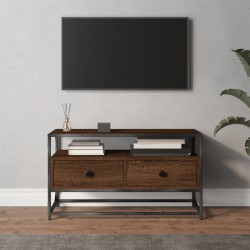 Barna tölgyszínű szerelt fa tv-szekrény 80x35x45 cm