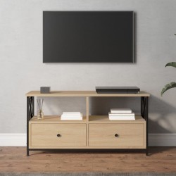 Sonoma-tölgyszínű szerelt fa és vas tv-szekrény 90x33x45 cm