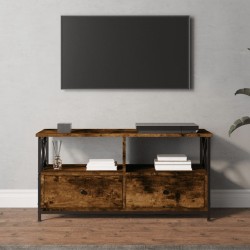 Füstös tölgyszínű szerelt fa és vas tv-szekrény 90x33x45 cm
