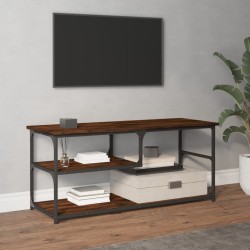 Füstös tölgy színű szerelt fa és acél tv-szekrény 103x38x46,5cm