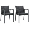 2 db fekete polyrattan kerti szék párnával 56,5 x 57 x 83 cm
