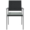 2 db fekete polyrattan kerti szék párnával 56 x 62,5 x 89 cm