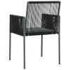 2 db fekete polyrattan kerti szék párnával 54 x 60,5 x 83,5 cm