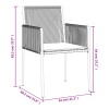 2 db fekete polyrattan kerti szék párnával 54 x 60,5 x 83,5 cm