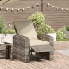 Világosbarna polyrattan dönthető kerti szék párnákkal