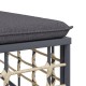 Sötétszürke polyrattan kerti sarokkanapé párnával