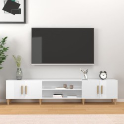 Magasfényű fehér szerelt fa tv-szekrény 180 x 31,5 x 40 cm