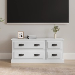 Magasfényű fehér szerelt fa tv-szekrény 100 x 35,5 x 45 cm