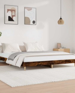 Füstös tölgy színű szerelt fa ágykeret matrac nélkül 120x200 cm