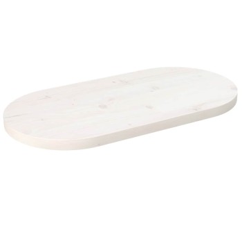 Fehér tömör fenyőfa ovális asztallap 60 x 30 x 2,5 cm