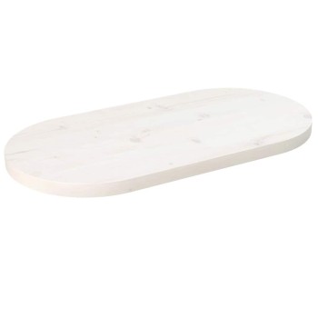 Fehér tömör fenyőfa ovális asztallap 70 x 35 x 2,5 cm