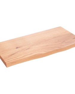 Világosbarna kezelt tömör tölgyfa fali polc 60x30x2 cm