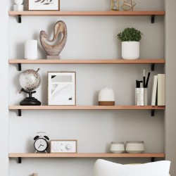 Világosbarna kezelt tömör tölgyfa fali polc 80x10x2 cm