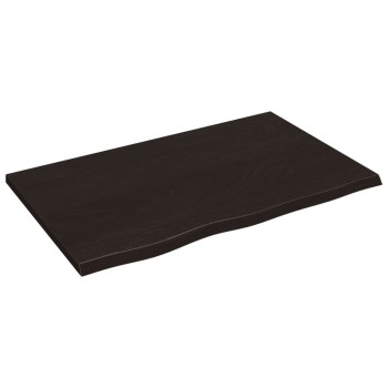Sötétbarna kezelt tömör tölgyfa fali polc 80x50x2 cm