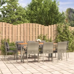 9-részes szürke polyrattan kerti ülőgarnitúra párnákkal