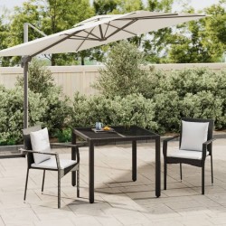 3 részes fekete polyrattan kerti ülőgarnitúra párnákkal
