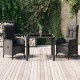 3 részes fekete polyrattan kerti étkezőgarnitúra párnákkal