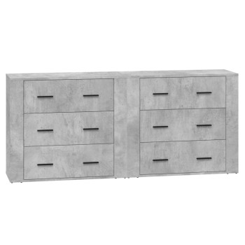 2 db betonszürke szerelt fa tálalószekrény