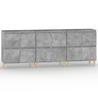 3 db betonszürke szerelt fa tálalószekrény 60 x 35 x 70 cm