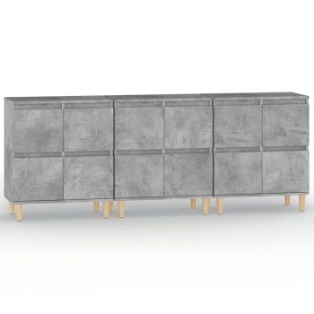 3 db betonszürke szerelt fa tálalószekrény 60 x 35 x 70 cm