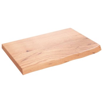 Világosbarna kezelt tömör fa fürdőszobai pult 60x40x(2-4) cm