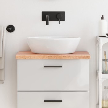 Világosbarna kezelt tömör fa fürdőszobai pult 60x40x(2-4) cm