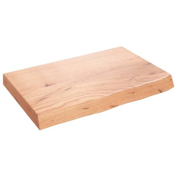 Világosbarna kezelt tömör fa fürdőszobai pult 60x40x(2-6) cm