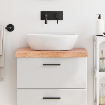 Világosbarna kezelt tömör fa fürdőszobai pult 60x40x(2-6) cm