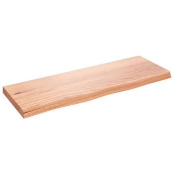 Világosbarna kezelt tömör fa fürdőszobai pult 80x30x(2-4) cm