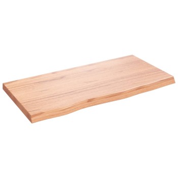 Világosbarna kezelt tömör fa fürdőszobai pult 80x40x(2-4) cm