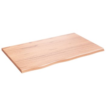 Világosbarna kezelt tömör fa fürdőszobai pult 80x50x2 cm
