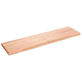 Világosbarna kezelt tömör fa fürdőszobai pult 120x30x(2-4) cm