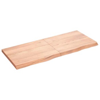 Világosbarna kezelt tömör fa fürdőszobai pult 120x50x(2-4) cm