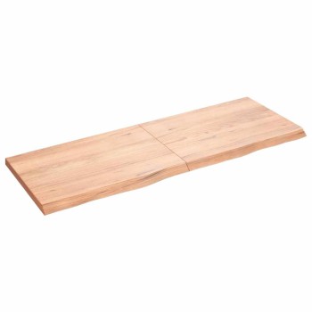 Világosbarna kezelt tömör fa fürdőszobai pult 140x50x(2-4) cm